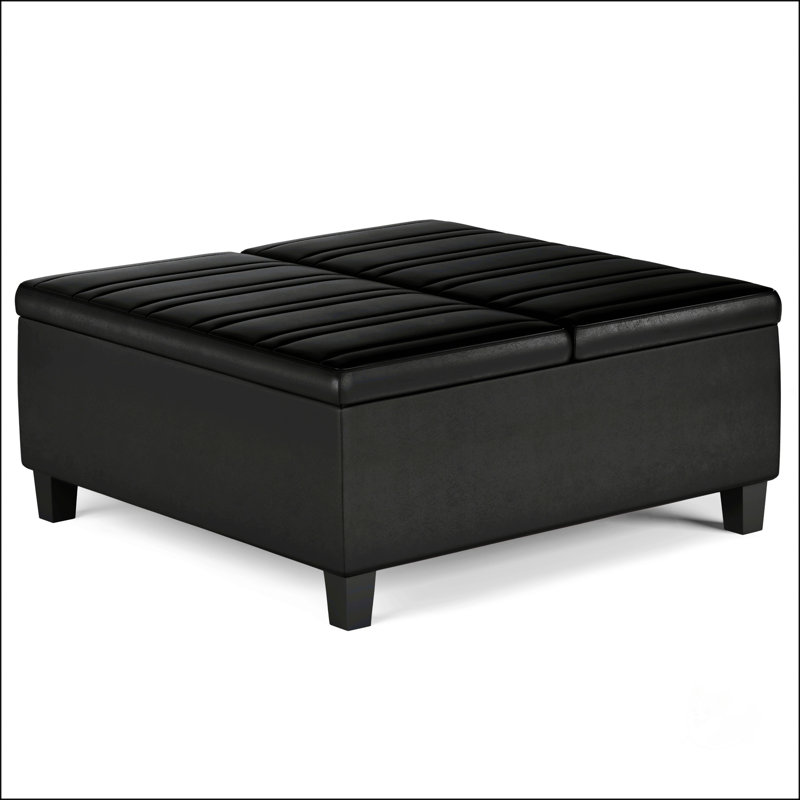 Repose-pieds table basse avec rangement, Noir, noir, noir, noir
