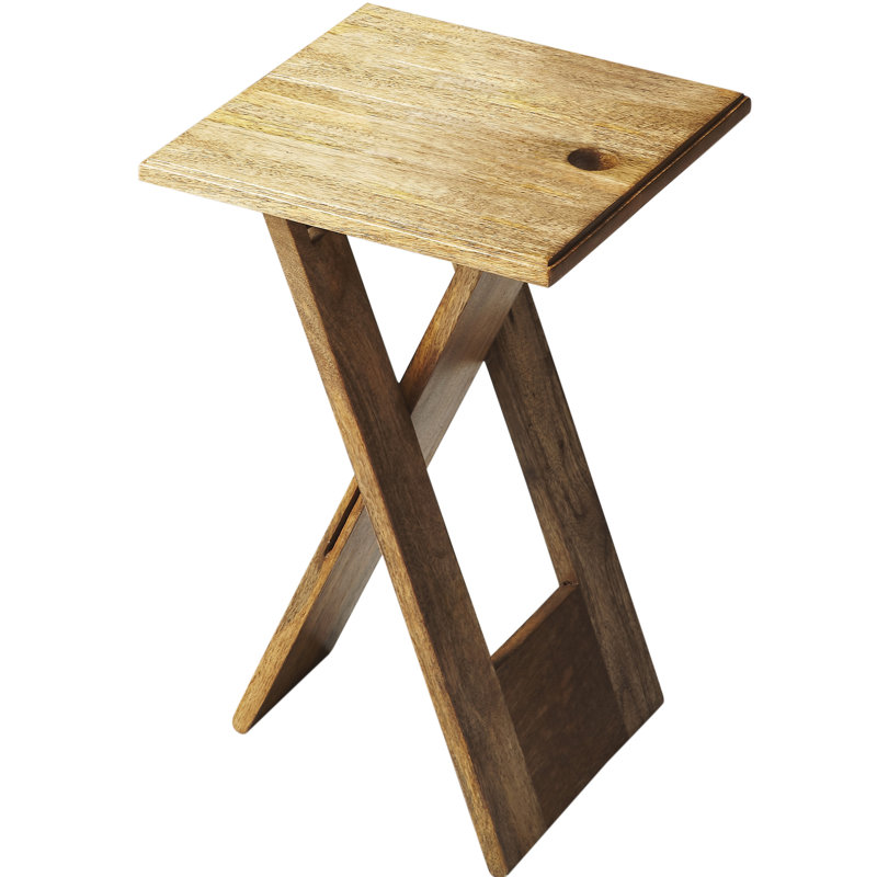  Hammond 11,75 po W Table d'appoint pliante carrée en bois naturel, Bois naturel, Bois naturel