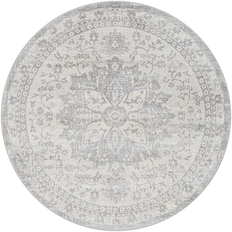Grey/Ivory Area Rug, Round 160cm