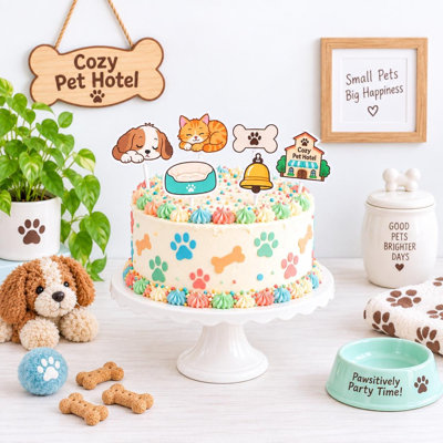 Décorations de gâteaux d'hôtel pour animaux de compagnie, pics à gâteaux d'anniversaire pour chiots et chatons