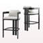 Tabouret de comptoir d'extérieur en aluminium, chaise de bar, structure noire avec coussin gris, ensemble de 2
