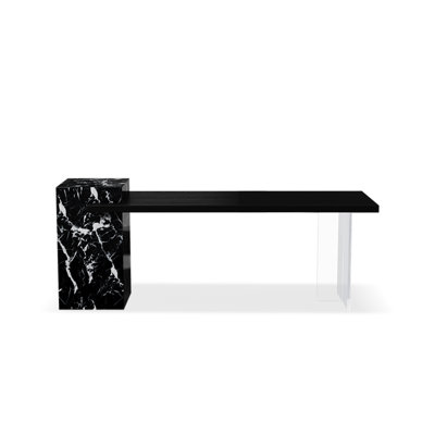 Bureau rectangulaire noir massif + bois manufacturé + acrylique