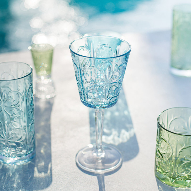 Barocco Handmade Wine Glass, Mint Green