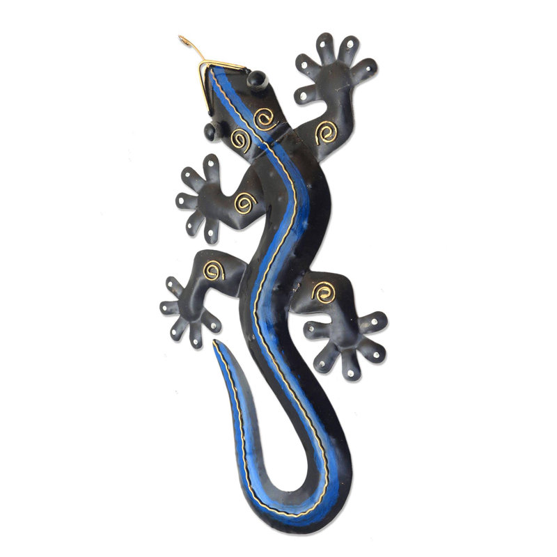 Décoration murale gecko de chasse et métal