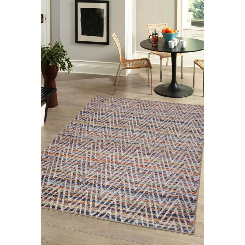 Tapis décoratif à motif de chevrons brun rétro, Rectangle 3 pi 10 po x 5 pi 3 po