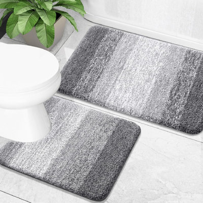 Ensemble de 2 tapis de salle de bain gris