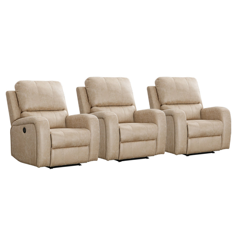Siège de cinéma inclinable électrique en cuir respirant de 36,1 po de largeur Ayako, Beige