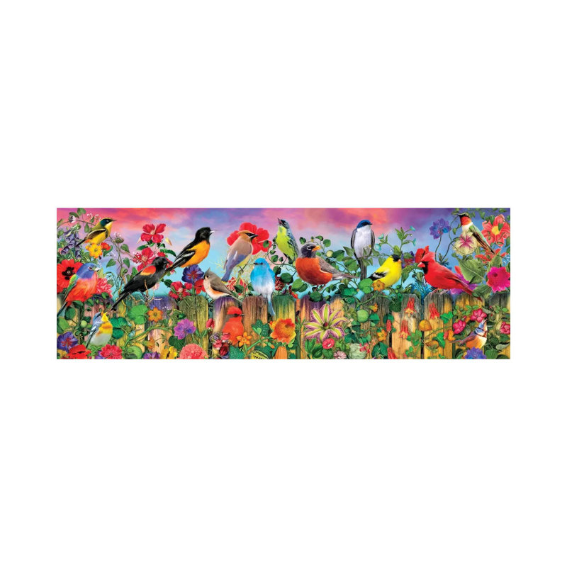 Birds And Blooms Garden I by Aimee Stewart - Wrapped Canvas Panoramic Print, 121.92 cm H x 40.64 cm W x 3.175 cm D