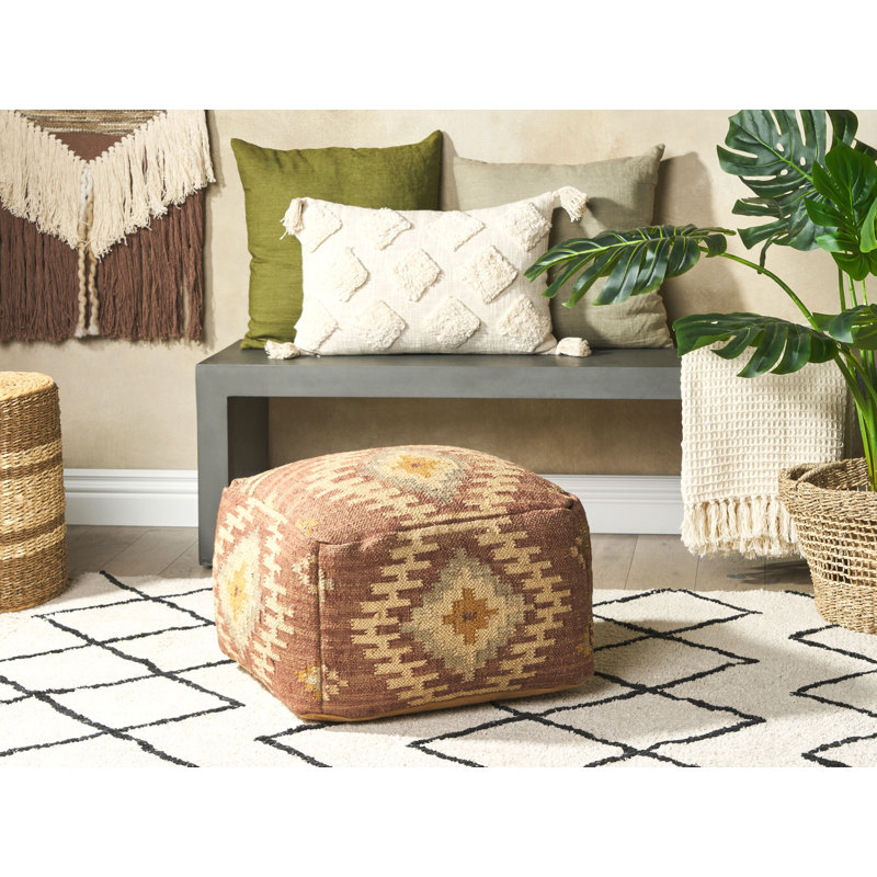 Eutropios 51cm Wide Square Geometric Pouffe Ottoman