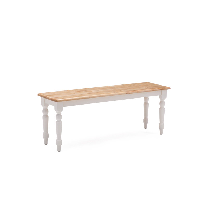 Berene Solid Wood Bench, Cream & Natural