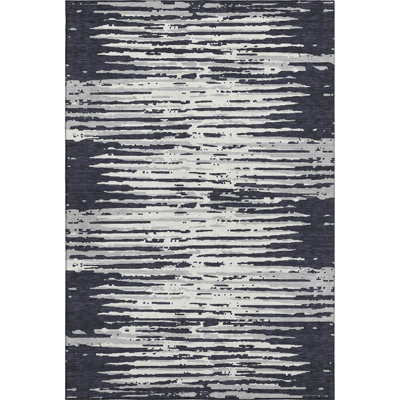 Premium Machine Washable Prisco Black Rug