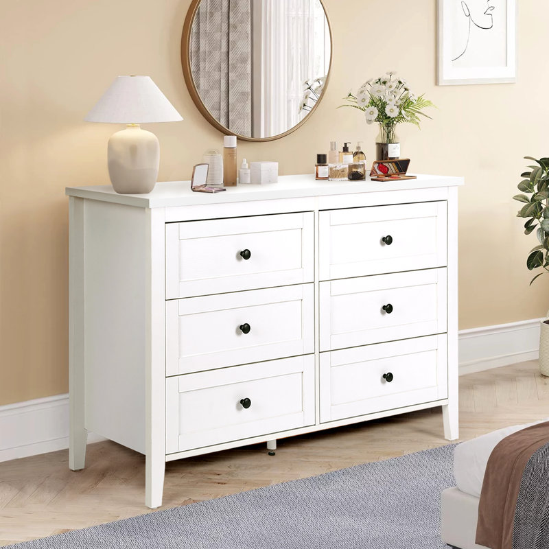 Commode 6 tiroirs Kostival, Blanc