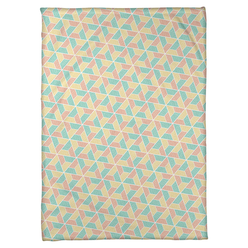Couverture Katelyn Elizabeth Trapezoids, l 62,5 po x L 82,5 po, Vert / jaune / orange