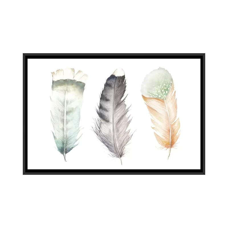 «Feathers II», reproduction sur toile, H 18 po x l 26 po x P 1,5 po, Toile avec cadre noir