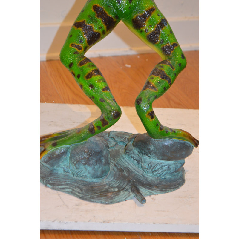 Bronze Jumping Frog Bronze Statue Fountain -  Size: 19"L x 12"W x 22"H.