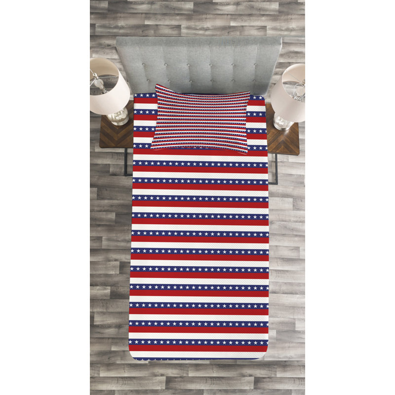 Afke Polyester Striped Bedspread with Pillow Shams Included, 170 x 220 cm Bedspread - 1 Sham