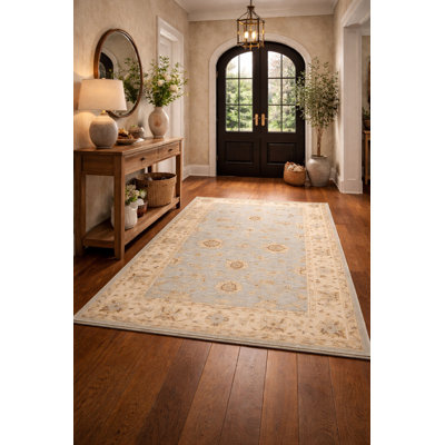Tapis oriental bleu clair clair fait à la main 4X6 Peshawar