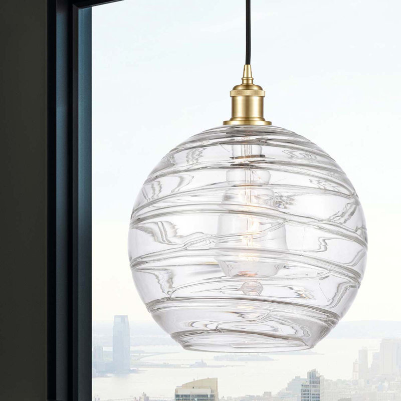 Luminaire suspendu en forme de globe à 1 lumière Mott, Ampoule DEL 6 watts Vinage, Or satiné