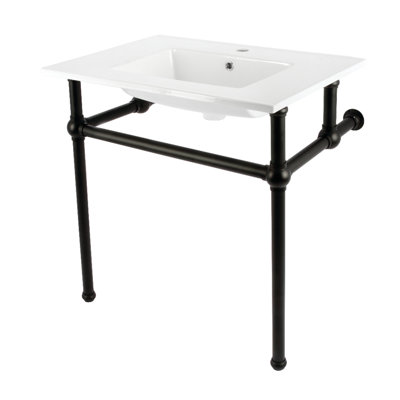 Kingston Brass Templeton 31-Inch Ceramic Console Sink with Brass Legs (1-Hole)