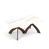 Entwine - Rectangular 48IN x 84IN Macchia Vecchia Stone Top Table - Natural Walnut Finish