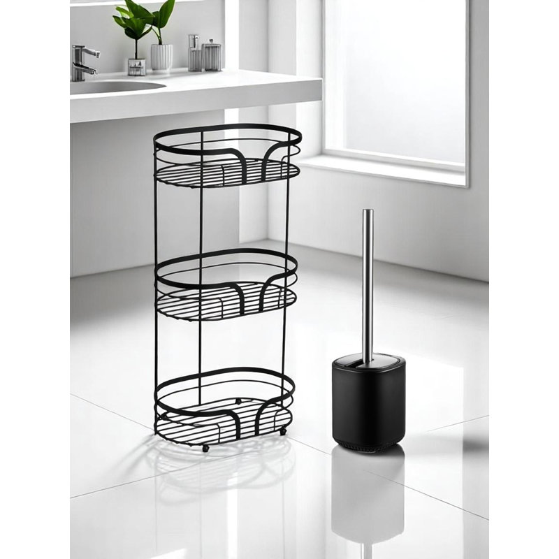Steel Freestanding Bathroom Shelves, Black