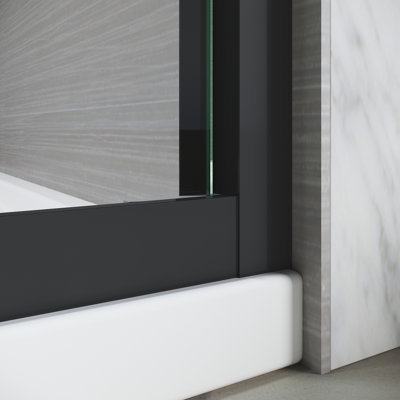 50 - 54 po X P 72 H, porte de douche coulissante semi-réglable en verre trempé épais, poignées en acier inoxydable 304, porte en verre noir mat, finition