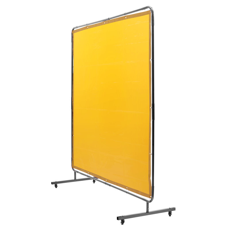 Welding Screen with Frame, Welding Curtain Screen, Flame-Resistant Vinyl Welding Protection Screen, Yellow