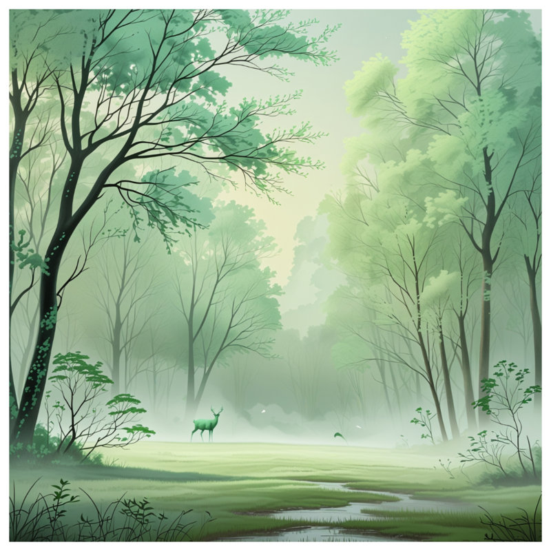 Misty Forest Scene Comforter, Twin