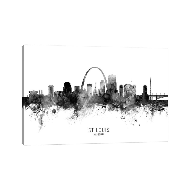 St Louis Missouri Skyline Name Bw by Michael Tompsett - Wrapped Canvas Gallery-Wrapped Canvas Giclée, 20.32cm H x 30.48cm W