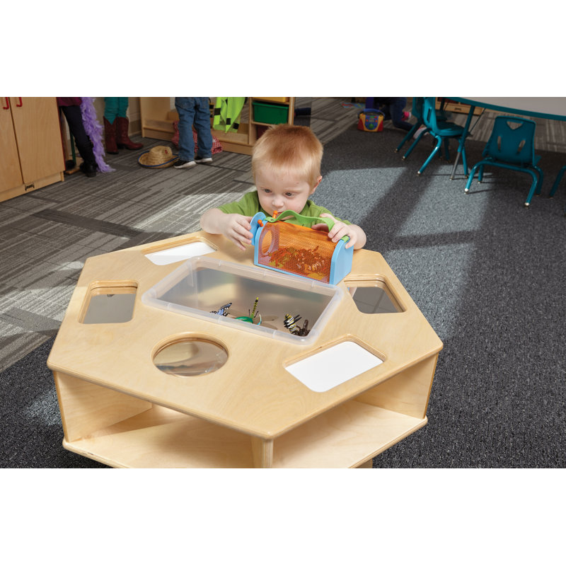 Natural Wood Six-Sided Science Activity Table