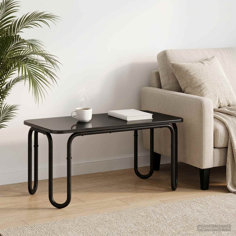  Coffee Table Engineered Wood Living Room Contemporary Modern Furniture, Black, Black, 45cm H x 100cm W x 50cm D