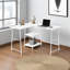 Bureau d'ordinateur à 2 tablettes avec pieds en métal blanc H 29,71 po x l 47,05 po x P 47,05 po Arcadia