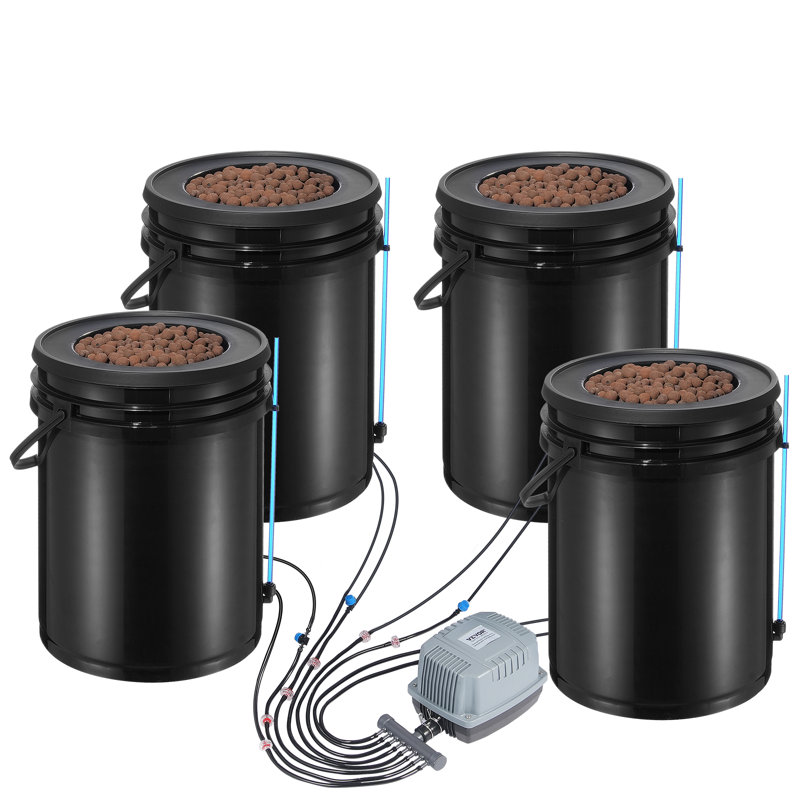 DWC Hydroponics Grow System Deep Water Culture with Top Drip 4 Buckets