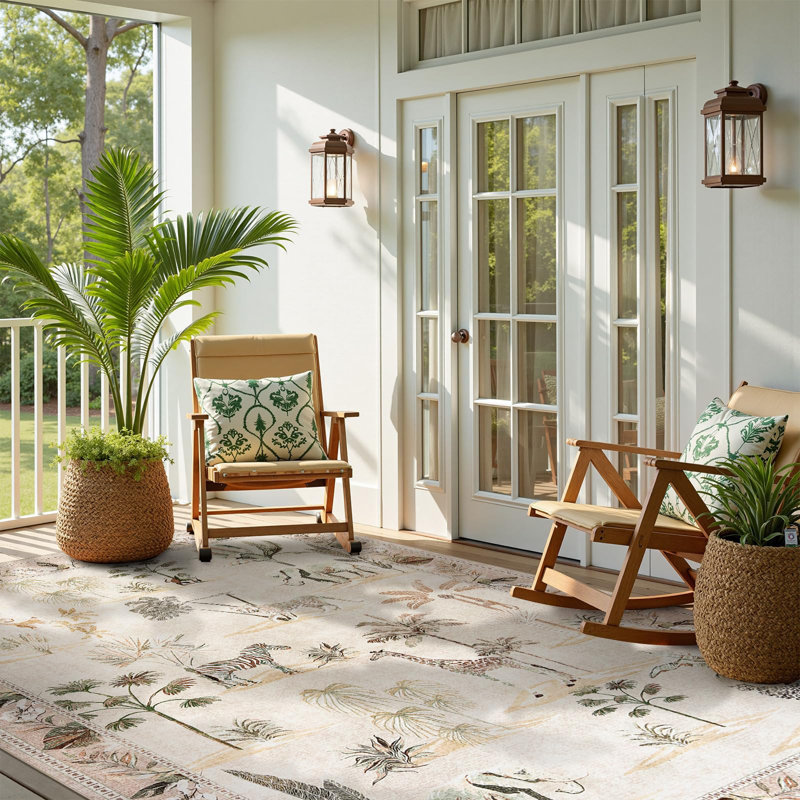 Animals Print Washable Thin Non-Slip Area Rug, Rectangle 8' x 10'