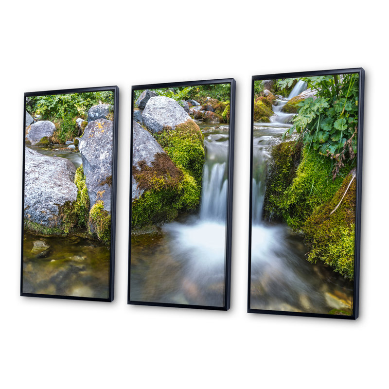 «Summer Water Stream», ensemble de 3 toiles encadrées, Noir, H 20 po x l 36 po x P 1 po