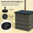 Square Outdoor End Table With Umbrella Hole, Durable Wicker Side Table For Patio And Garden Use-1727648558