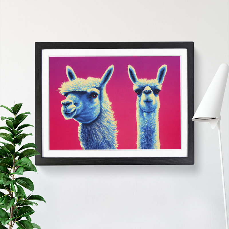 Colourful Llamas Vol.1 - Print, Black Framed, 25cm H x 34cm W x 2cm D