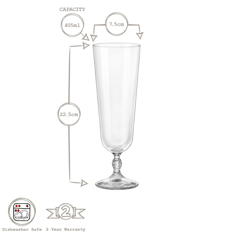 Bartender Stemmed Beer Glasses, 405 ml.