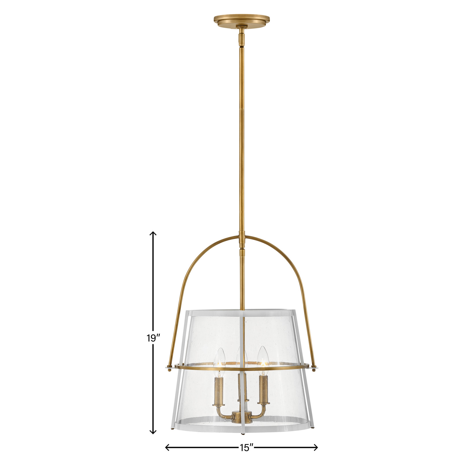 Eralia 3 Light Glass Dimmable Pendant, Heritage Brass/Polished White