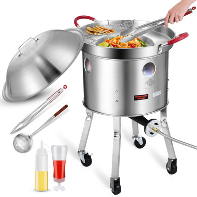 Batterie de cuisine en acier inoxydable 20 po mexicain Comal et brûleur au propane 200 000 BTU, brûleur de poêle extérieur, pieds à roulettes et pare-brise à 360 °, grande plaque chauffante, disco Para Cocinaire
