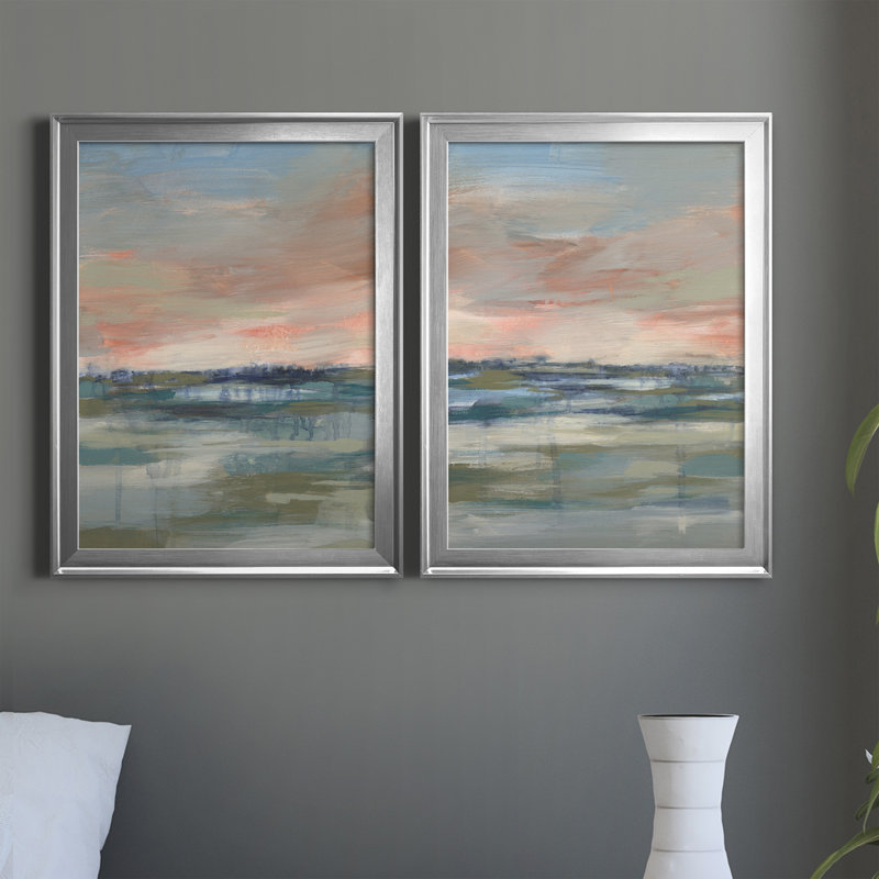 " Vast Marsh I " 2 - Pieces Painting Print, Silver Framed, 36.5" H x 26.5" W x 1" D