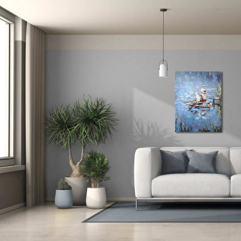 «Fishermen» par Alexander Gunin, art mural sur toile, H 34 po x l 26 po x P 1,25 po