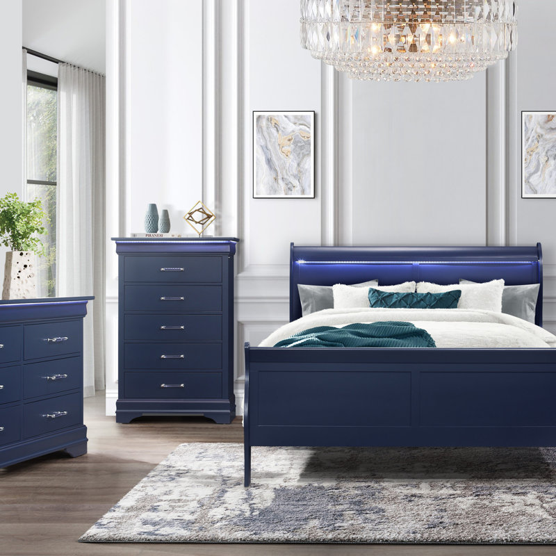 Table de chevet Charlston, Bleu