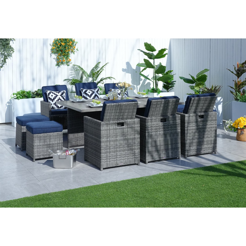 Ensemble de salle à manger rectangulaire pour 6 personnes 74,8 po, Gris, Marine