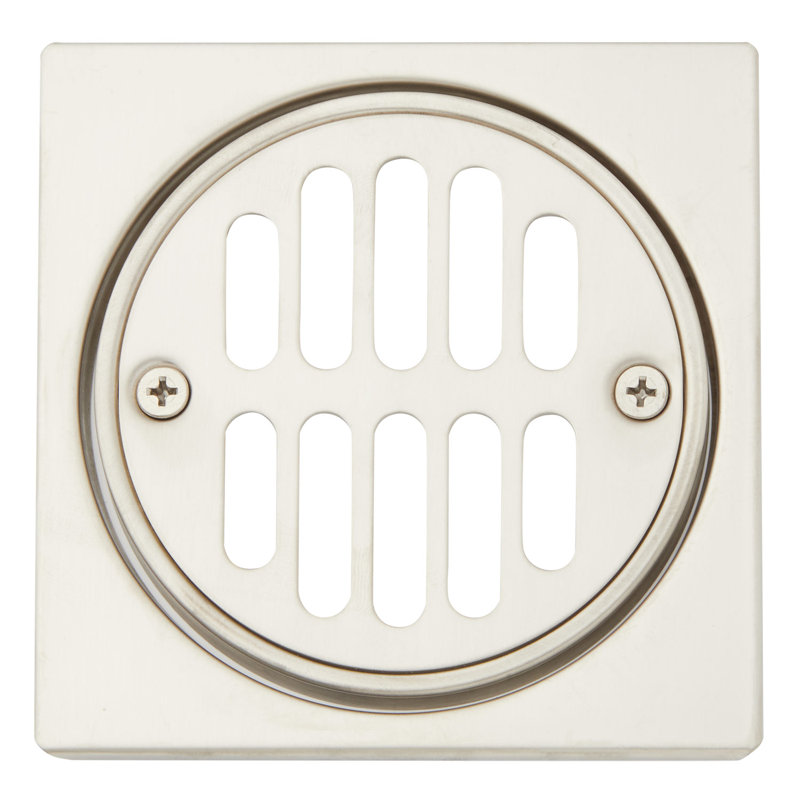 Couvercle de drain de douche carré avec crépine ronde, Nickel brossé