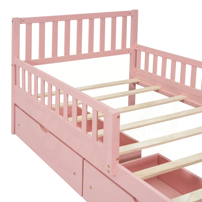 Plateforme simple en bois robuste avec garde-corps et tiroirs de rangement pour un sommeil confortable