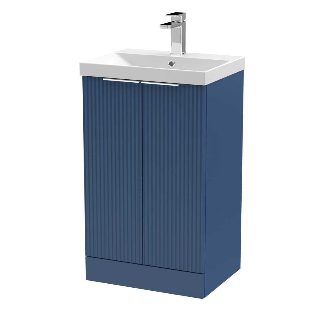 Fluted 500mm Single Bathroom Vanity with Drop In Vitreous China Basin