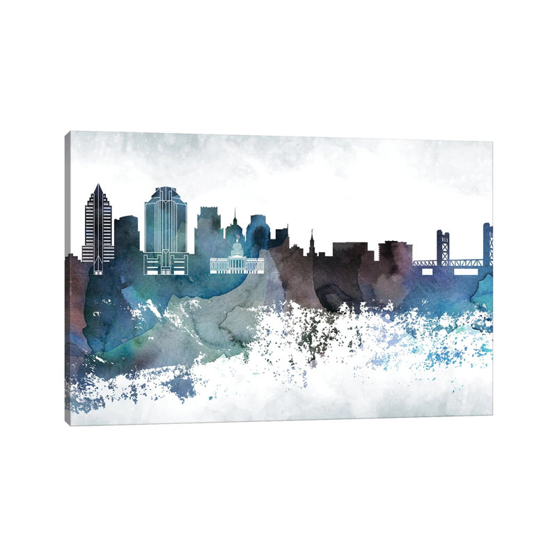 Sacramento Bluish Skyline 1 Piece Wrapped Canvas Wall Art, 66.04cm H x 101.6cm W x 1.91cm D