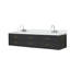 Meuble-lavabo double noir 84 po X P 22 po D, plateau en marbre de culture et robinet-117825248