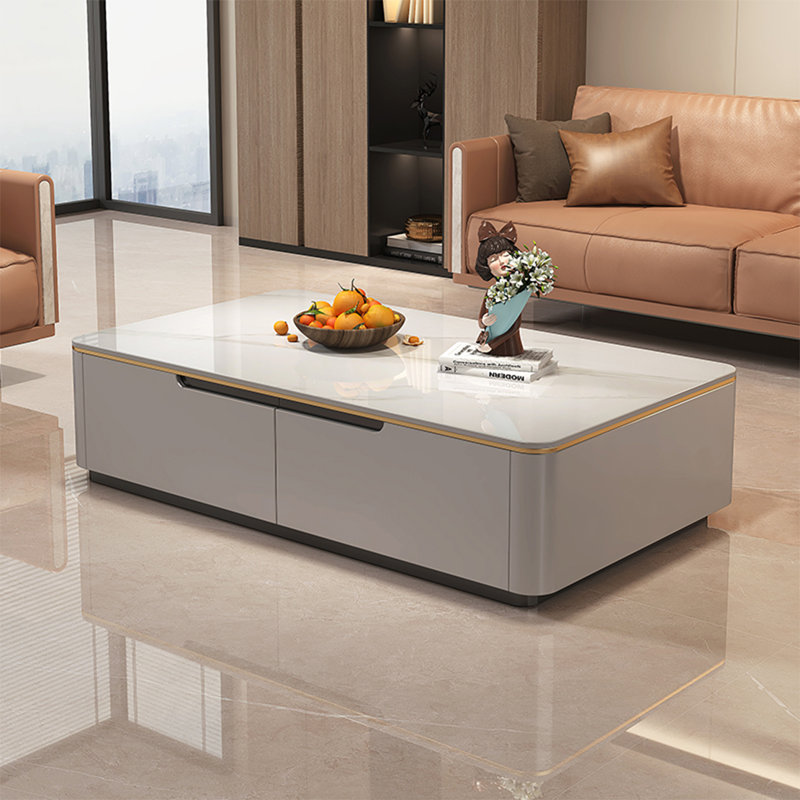 Table rectangulaire légère et luxueuse, H 15 po x L 47,2 po x l 23,6 po, Gris